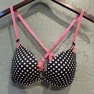 Victoria secret bra. So cute!! Black & white polkadot with pink trim. Adjustable